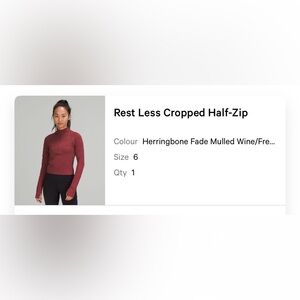 Lululemon Restless Crop Half Zip (discontinued)